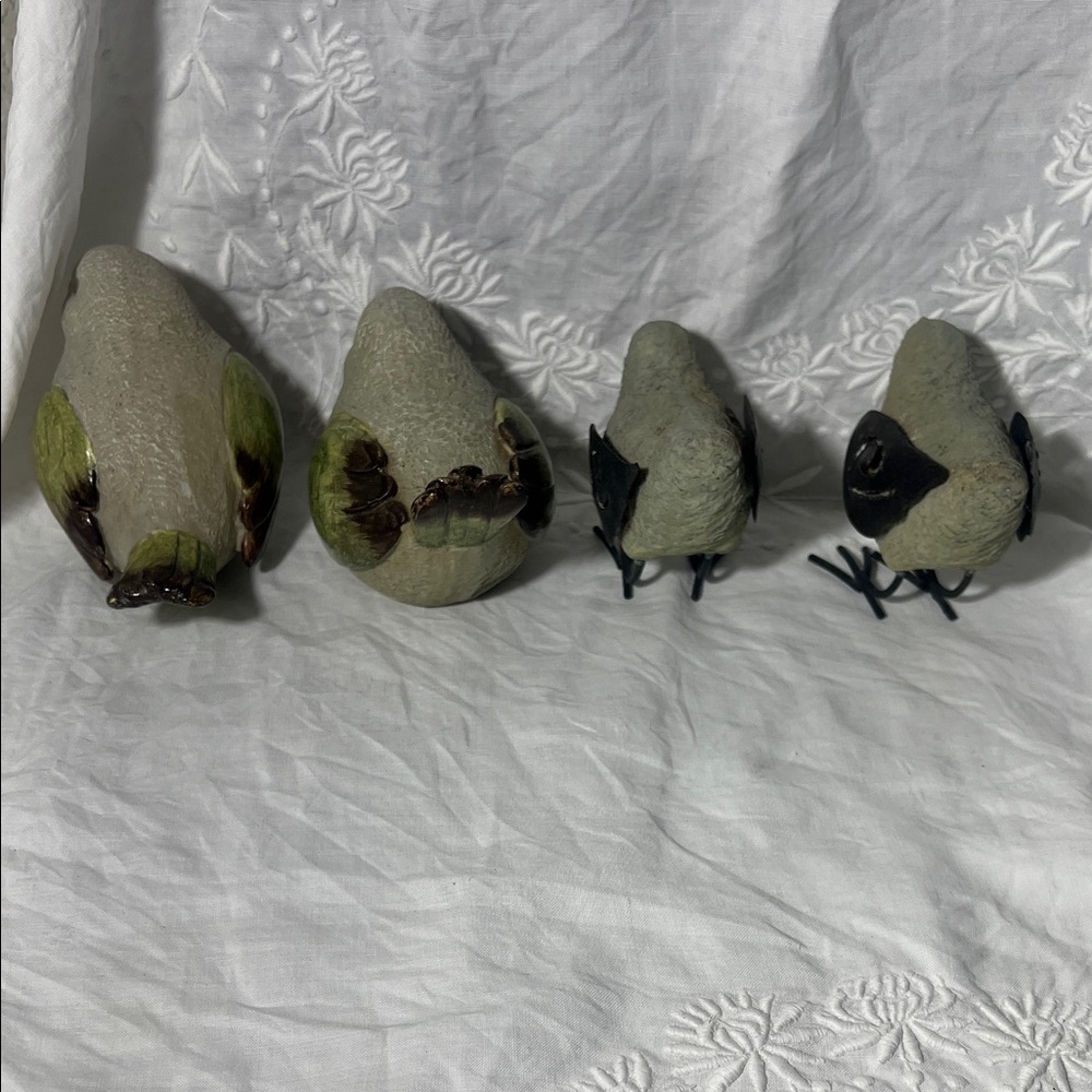 Evergreen Home and Garden Decorative Stone Bird Figurines Set - Gray and Green - Picture 3 of 6